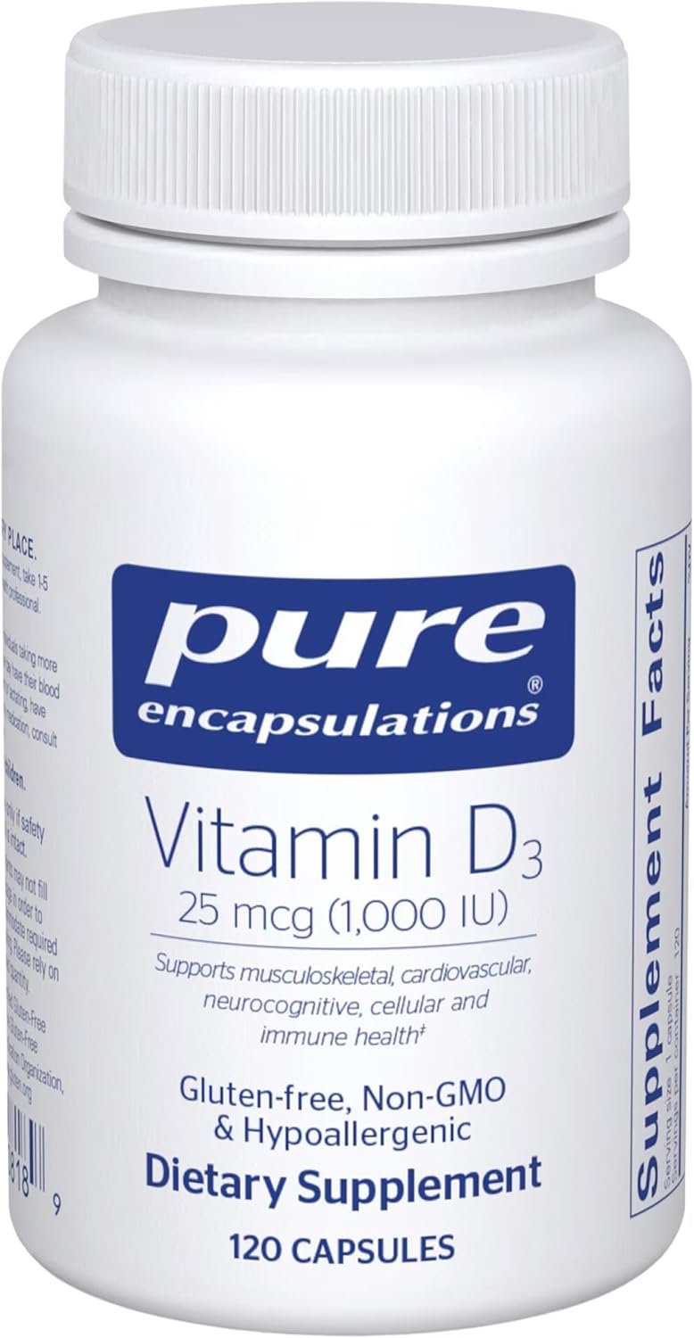Pure Encapsulations Vitamin D3 25 mcg (1,000 IU), 120 Capsules