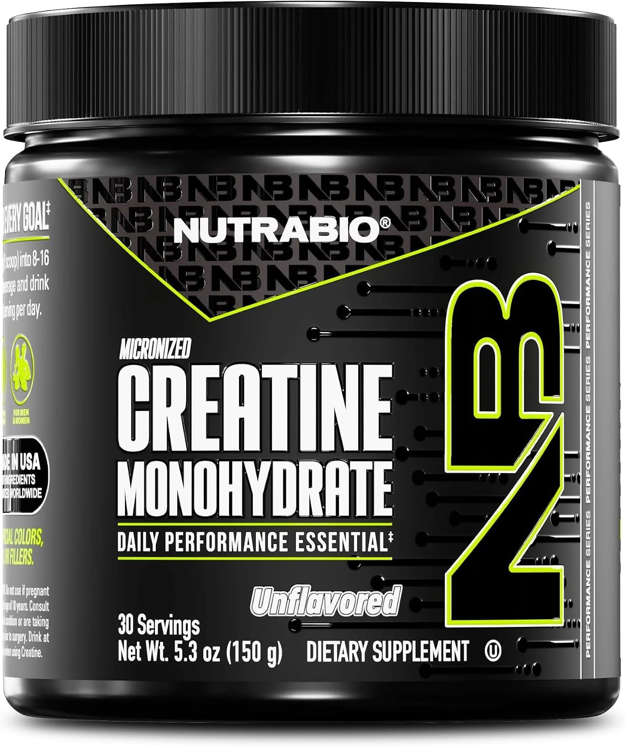 NutraBio Pure Micronized Creatine Monohydrate Powder Supplement, Unflavored, (150 g) – Supports Bulk Muscle Energy, Recovery, and Strength – HPLC Tested Creatine Powder Supplement for Men and Women