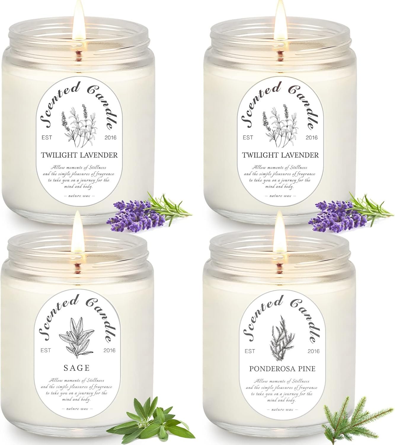 Scented Candles Gift Set, 4 Pack 7 oz Soy Wax Candles for Home