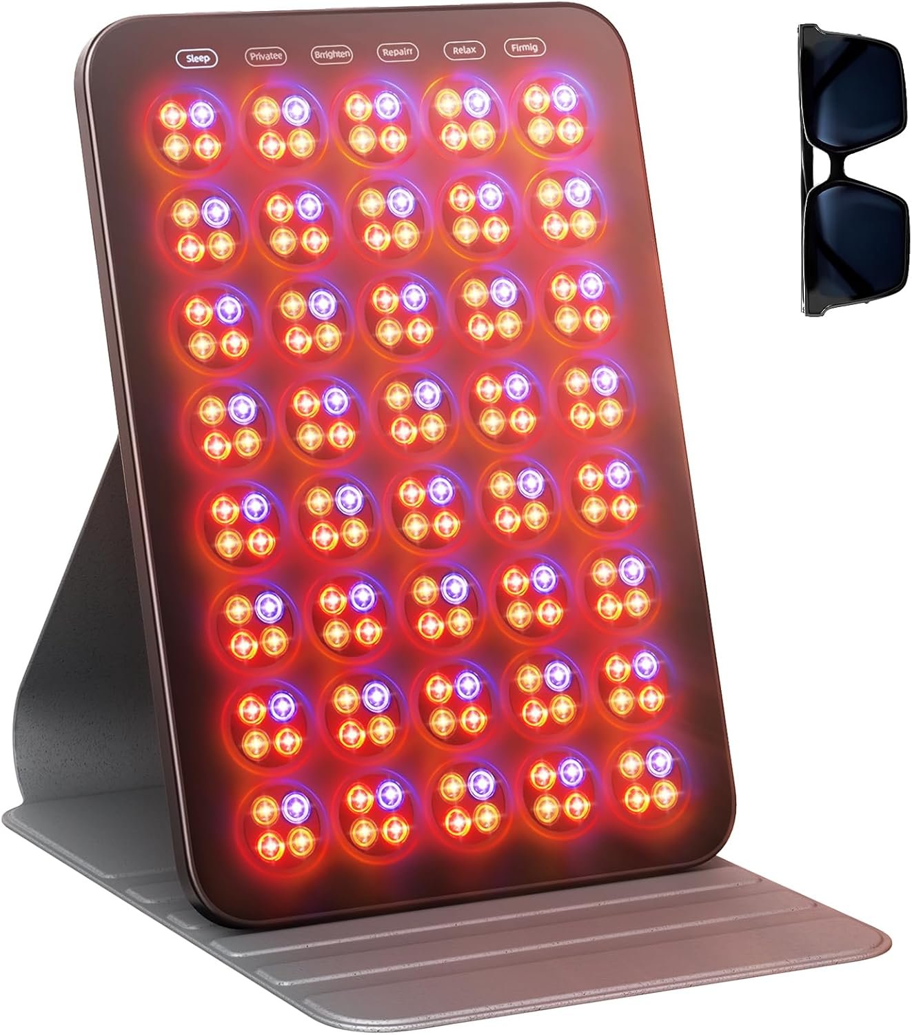 Red Light Therapy for Face 6 Modes, Portable Red Light Therapy Panel with Protective Goggles and Timer, Infrared Red Light Therapy for Body Care, Black