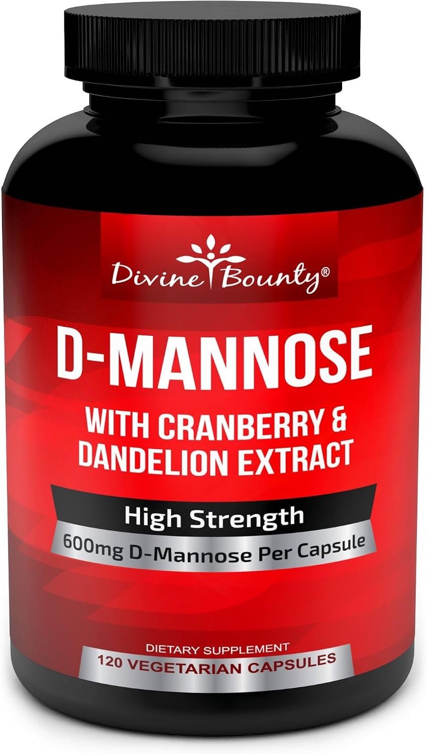 Divine Bounty D-Mannose 600mg with Cranberry & Dandelion Extract, 120 Caps