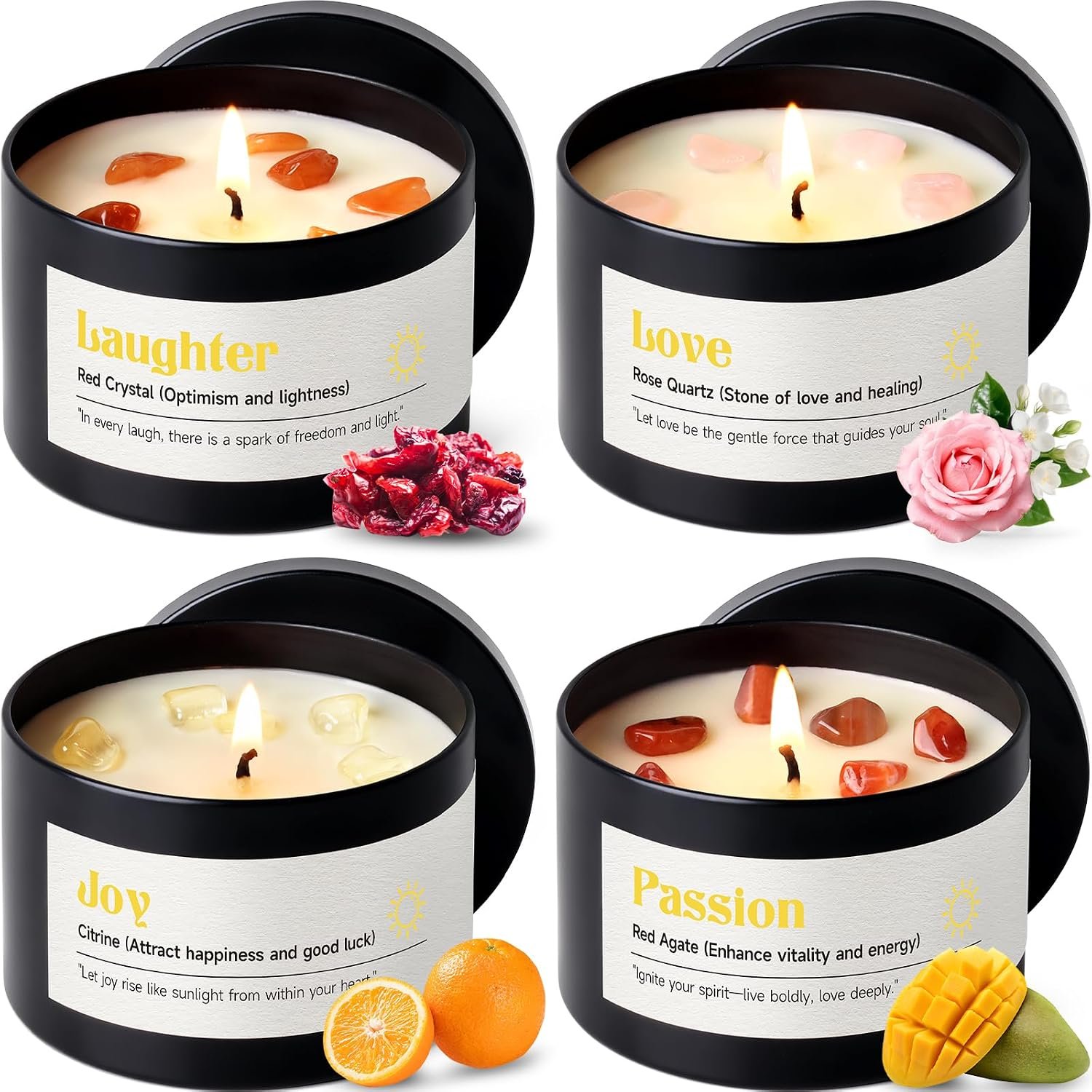 AOOVOO Crystal Energy Candles Set for Women – Soy Candle for Home Scented