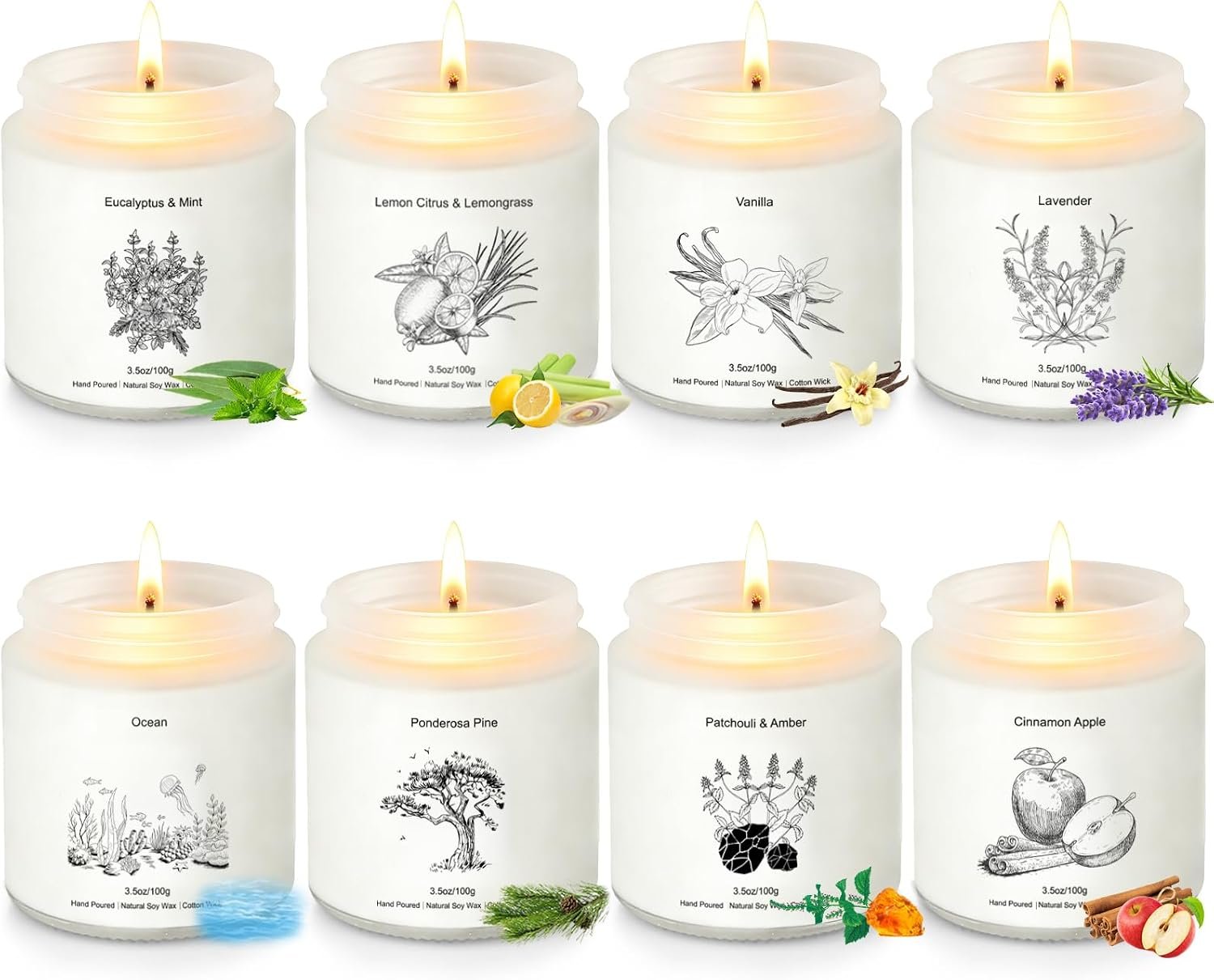 Candles Gift Set,8 Pack Long Lasting Soy Candles for Home