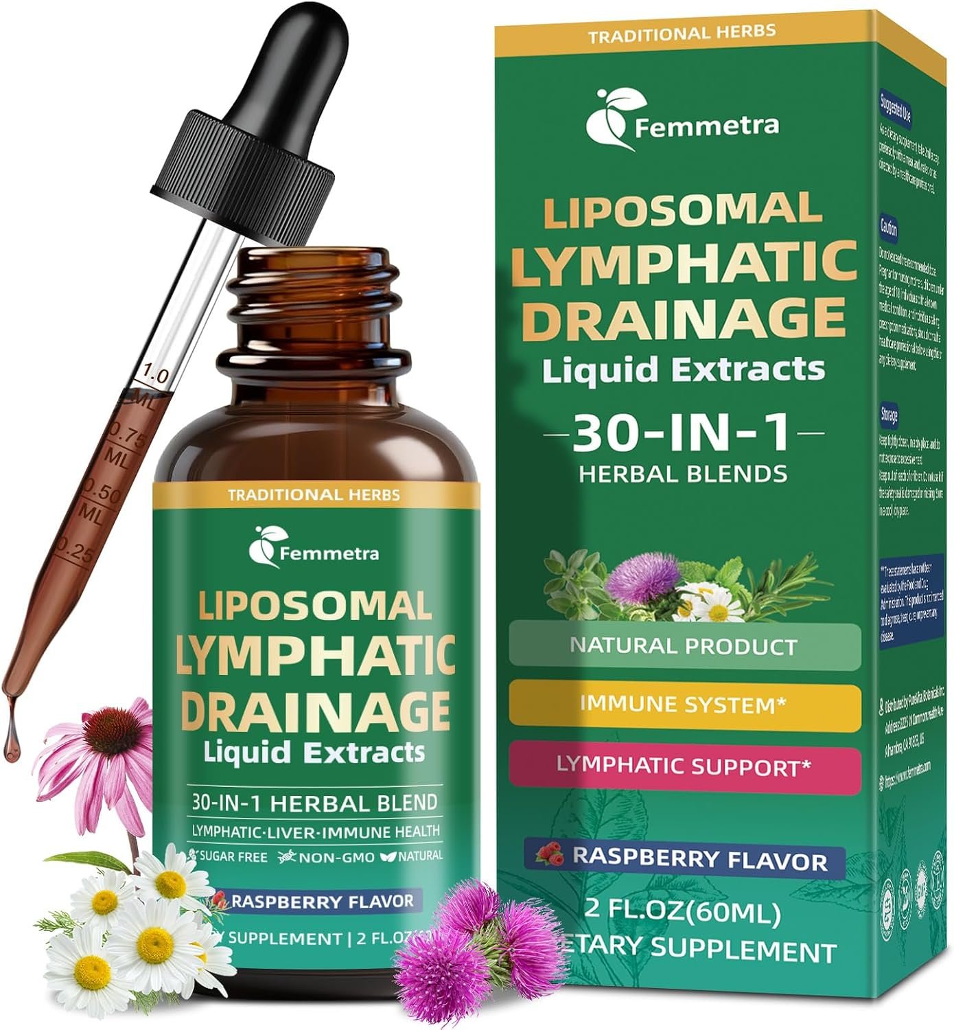 Liposomal Lymphatic Drainage Supplements with 30-in-1 Herbal Blend