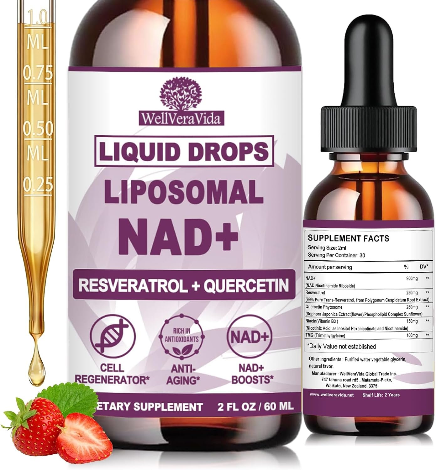 NAD+ Supplement for Women Men, Liquid Nad⁺ Plus Resveratrol,NMN Alternative