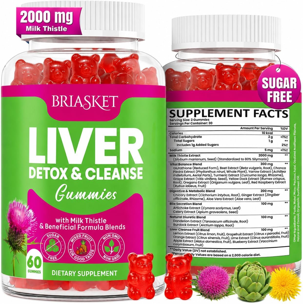Liver Clean Detox & Repair Gummies, 2000 mg Milk Thistle Supplement