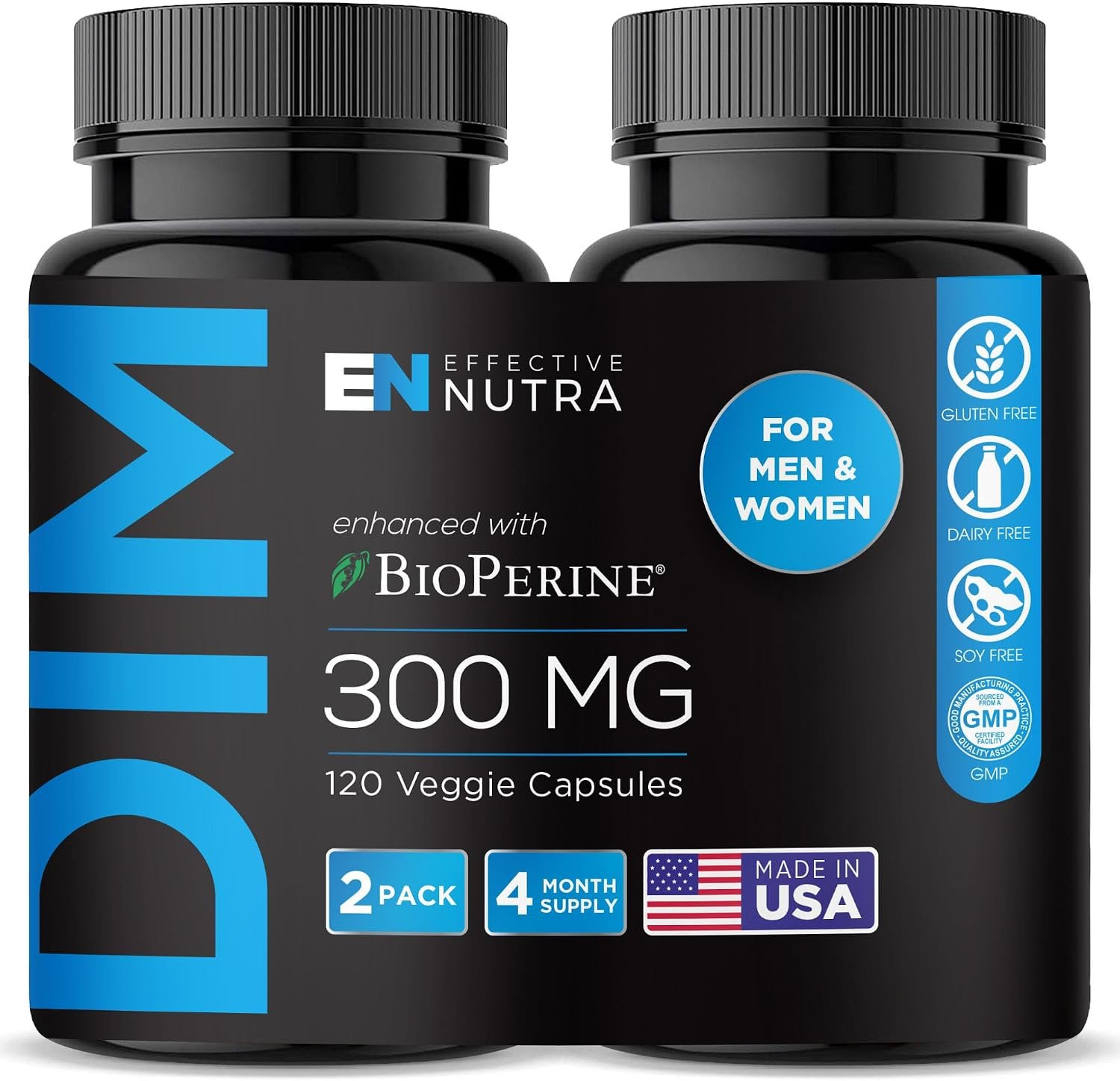 Effective Nutra DIM Supplement 300 mg with BioPerine, 120 Count (2-Pack)