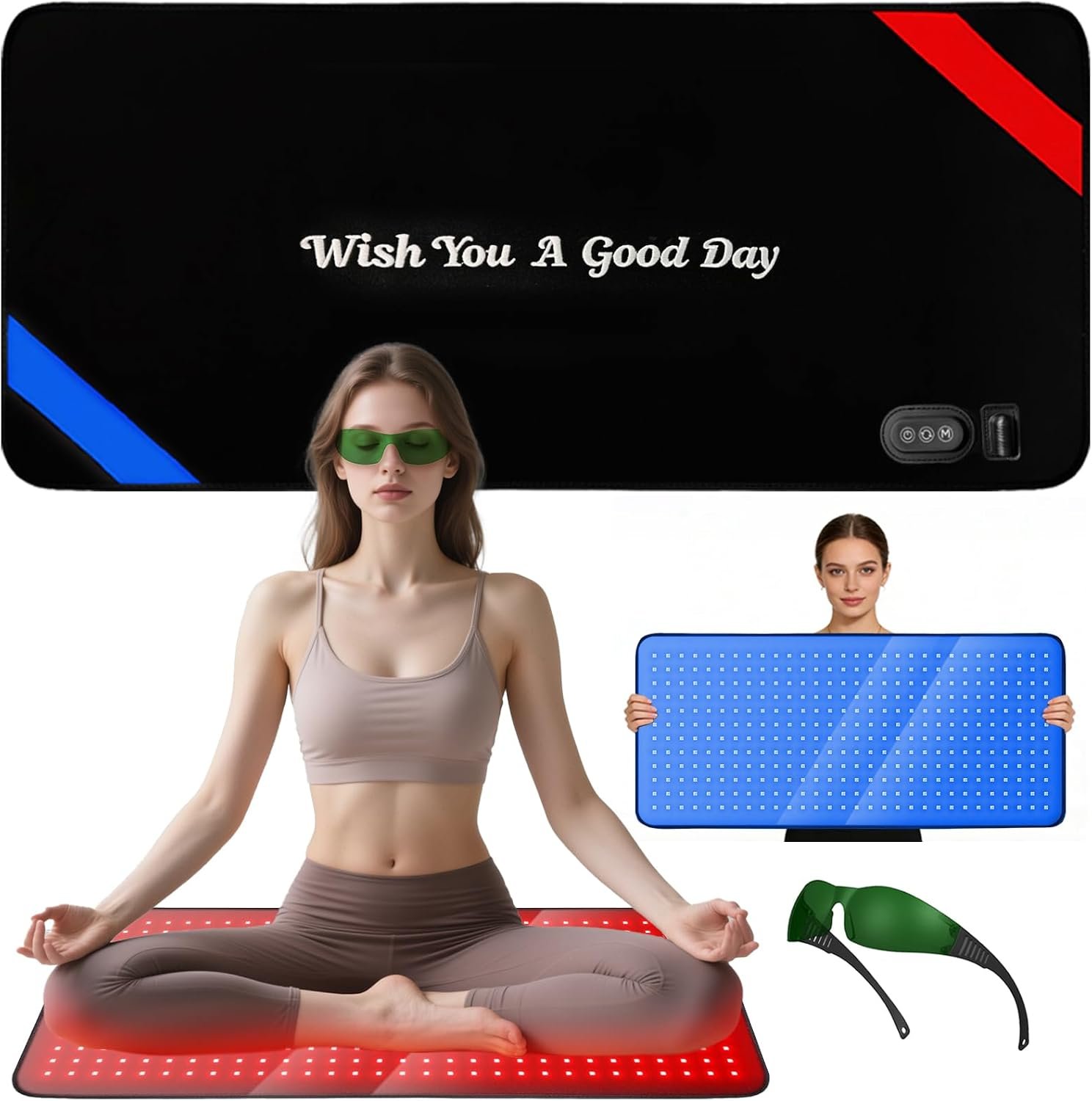 33″x17″Red & Blue Light Therapy Mat, 360 LEDs Infrared Light Pad for Body