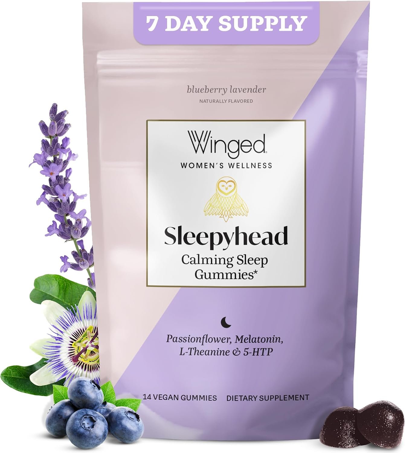 Winged Wellness Sleepyhead Natural Sleep Gummies for Women, 14 Gummies