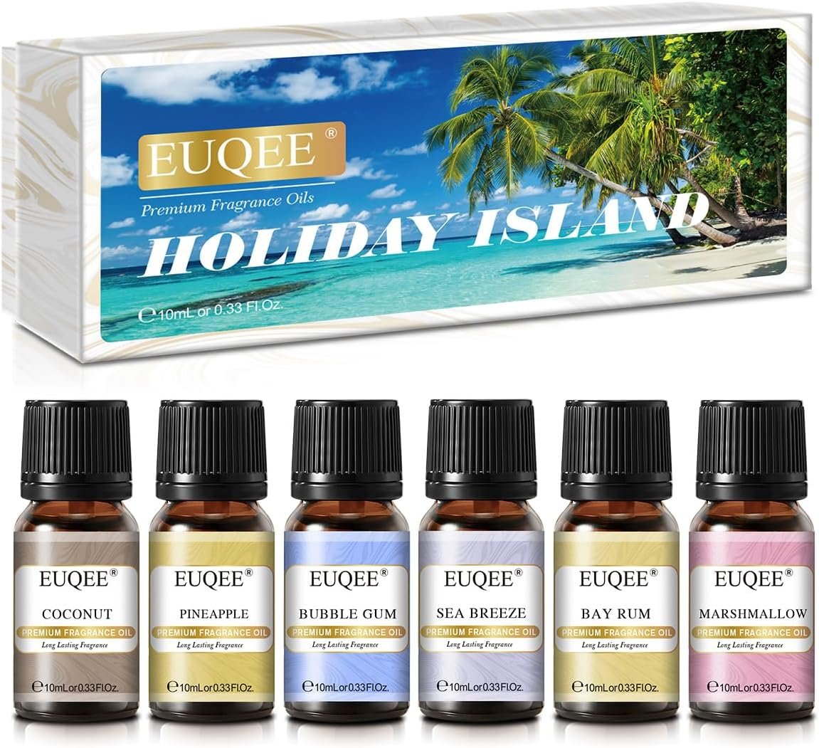 EUQEE Summer Holiday Island Fragrance Oil Gift Set of 6 for Humidifier
