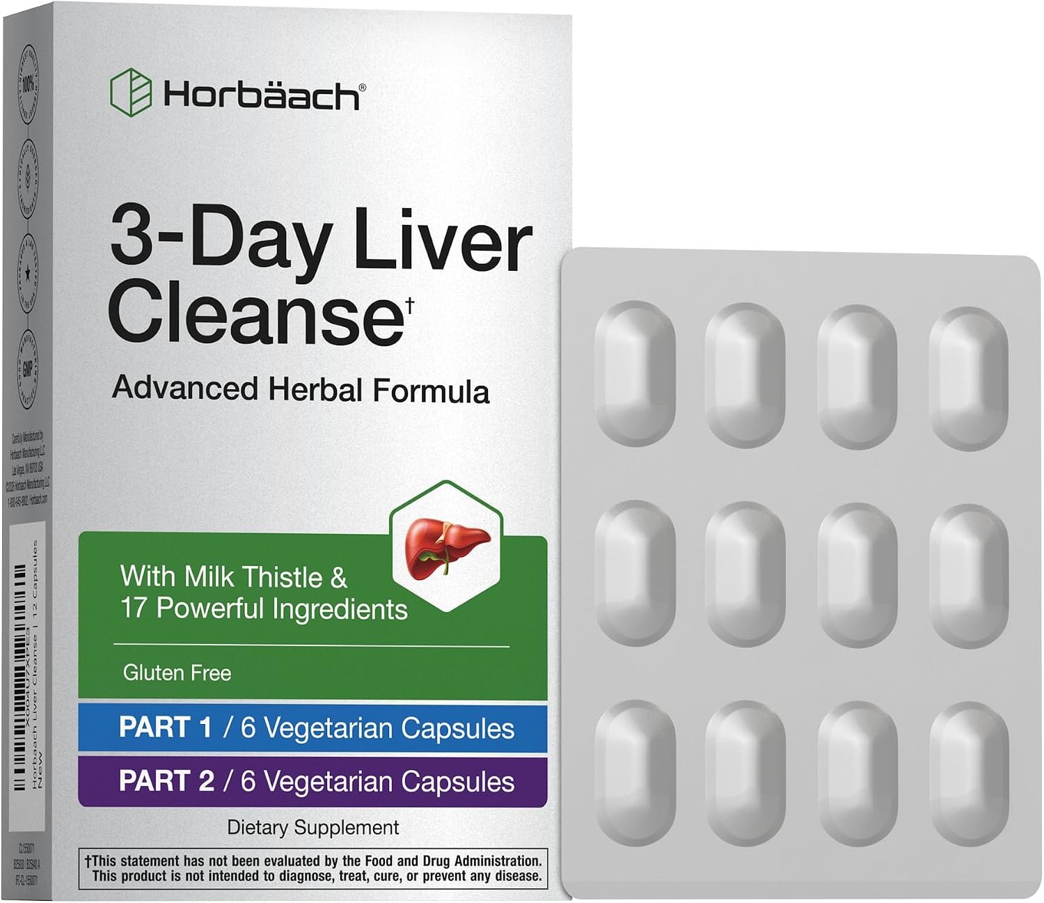 Horbäach 3-Day Liver Cleanse | 12 Capsules | with Milk Thistle