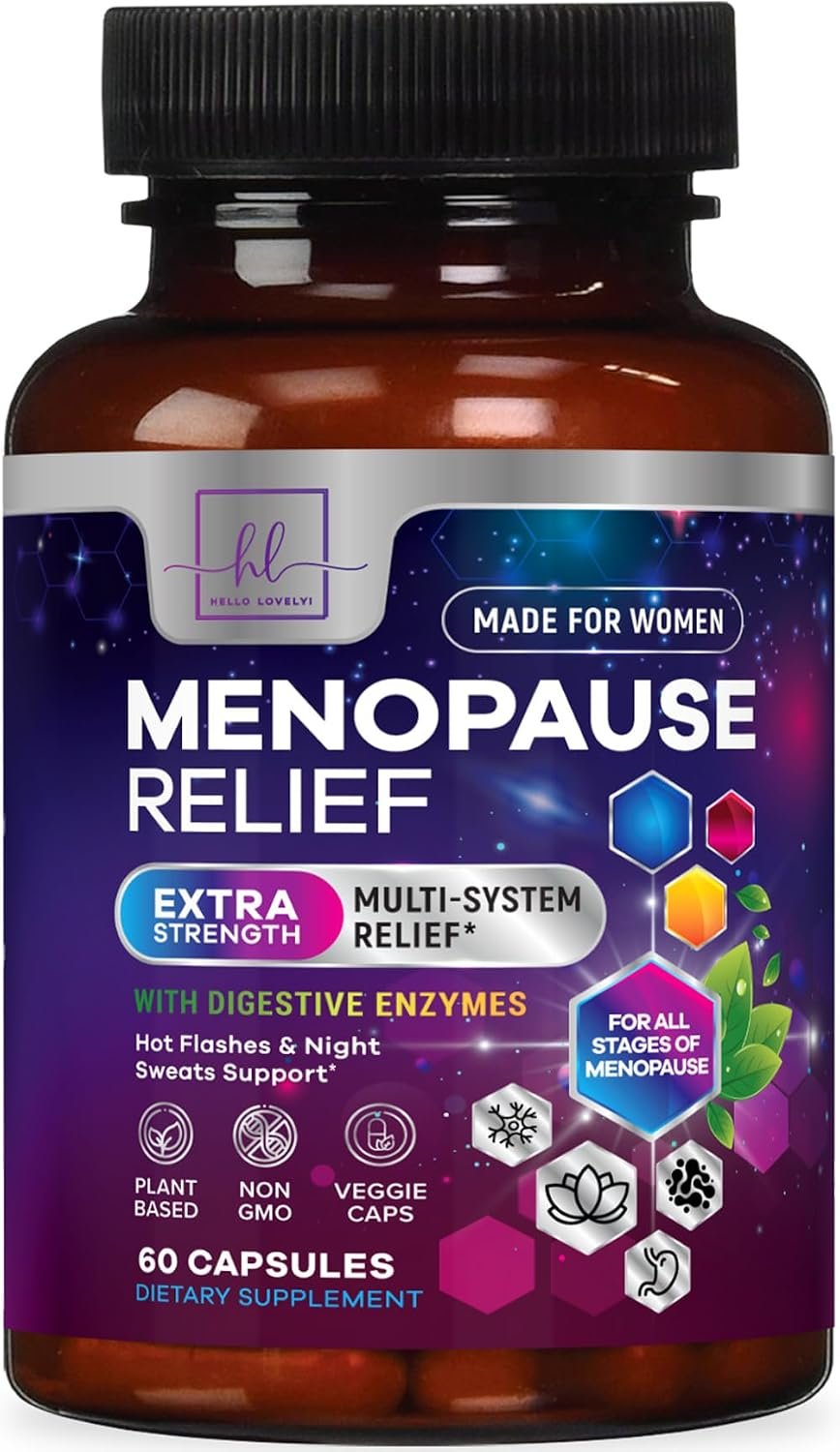 Menopause Supplements for Women – Complete Menopause Relief Support with Probiotics, Dong Quai & Black Cohosh – Hot Flash & Night Sweats, Vaginal & Digestive Support, Bottled in USA – 60 Capsules