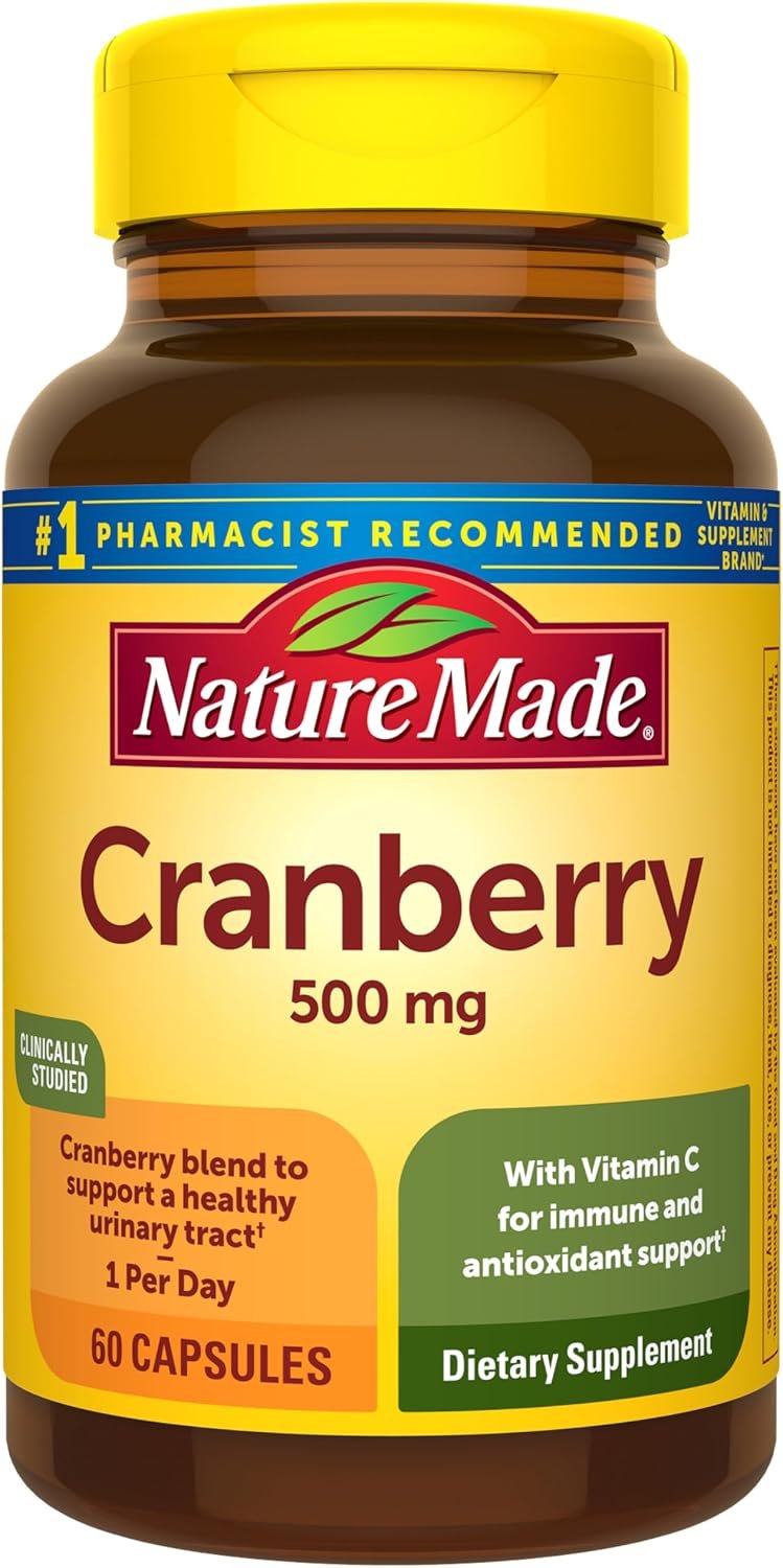 Nature Made Cranberry Supplement 500mg with Vitamin C, 60 Capsules