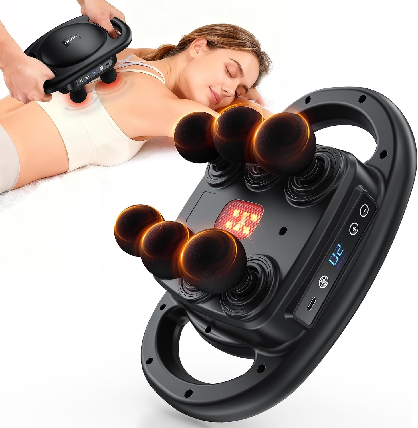AERLANG Massage Gun Deep Tissue Muscle Back Massager for Pain Relief 6 Head