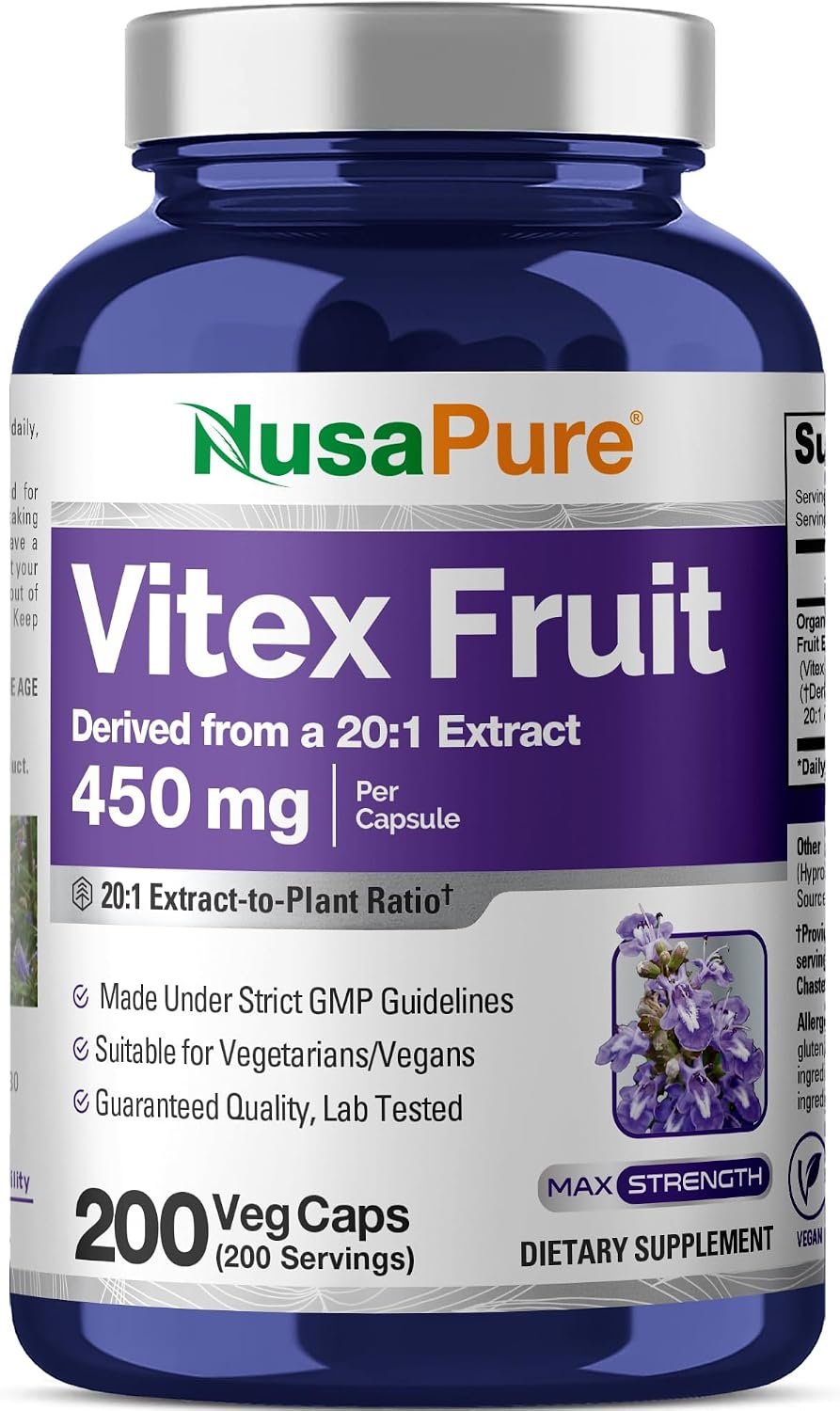 Vitex Chasteberry, Non-GMO Vegan, 450mg, 200 Veggie Capsules – 200 Servings