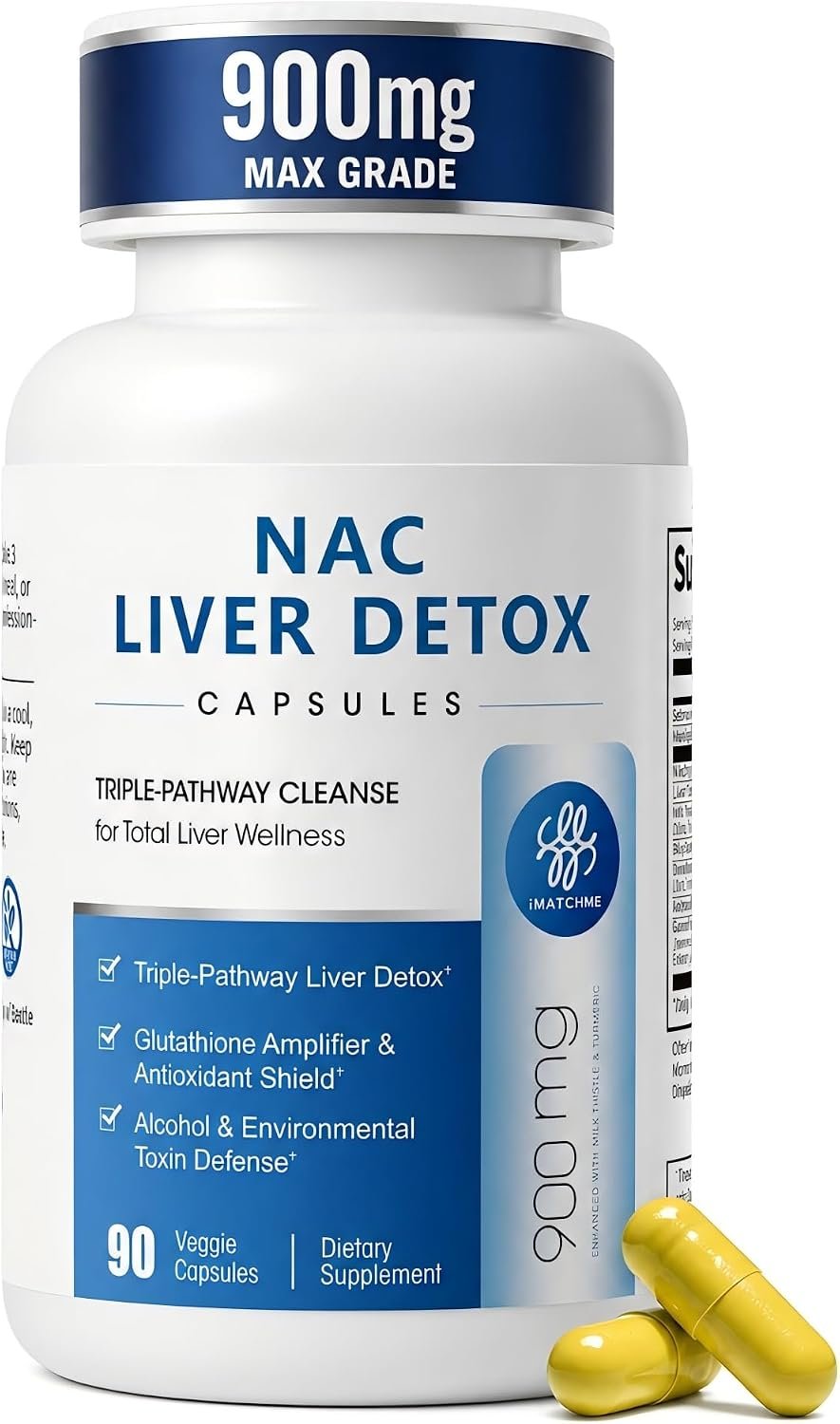 NAC Supplement 900mg, Liver Cleanse Detox & Repair, Liver Support,180 Count