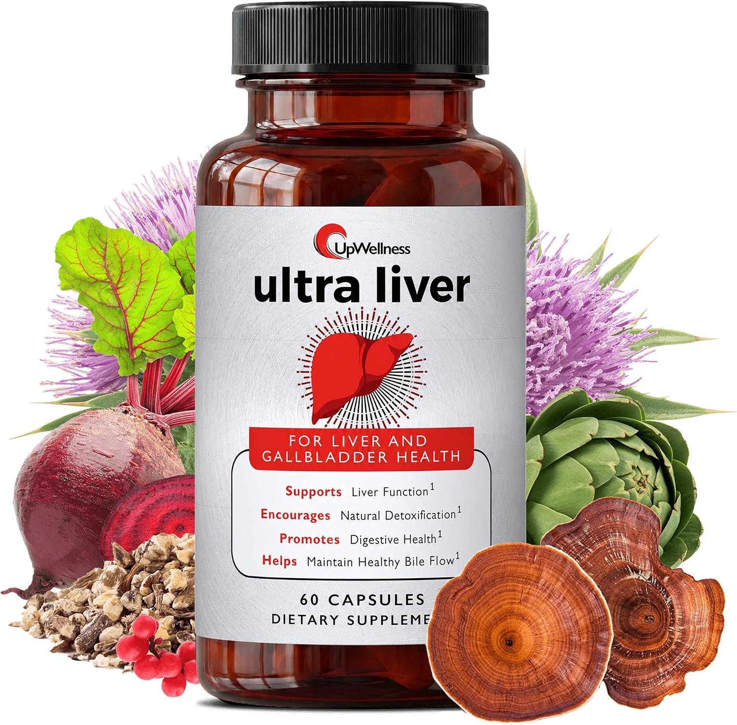 UpWellness Ultra Liver Supplement for Liver Care & Support and Gallbladder Support – Powered by TMG, NAC Milk Thistle, and More – Liver Cleanse Detox & Repair – 60 Capsules