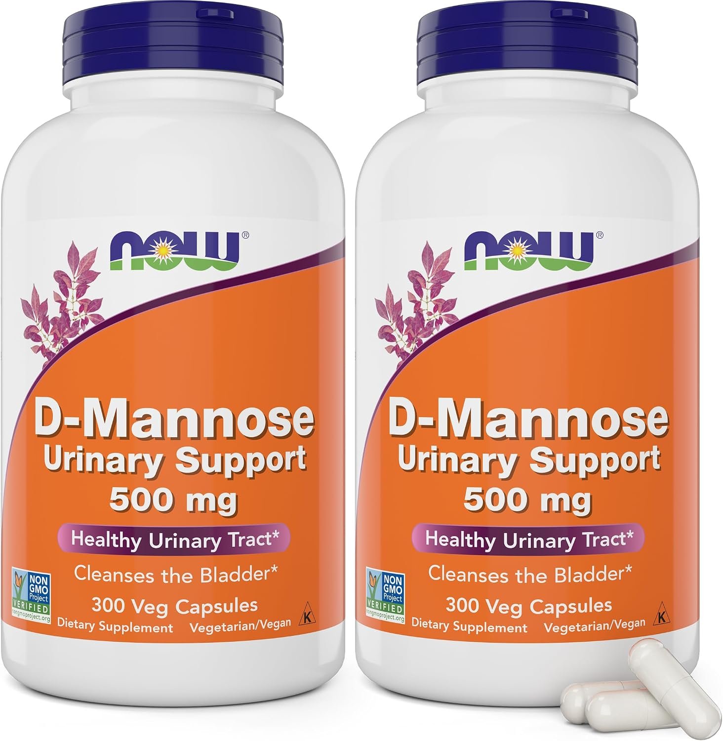Now D-Mannose 500 mg, 300 Capsules (Pack of 2) – Vegan Non GMO Supplement for Women and Men – Supports Healthy Urinary Tract, Cleanses the Bladder
