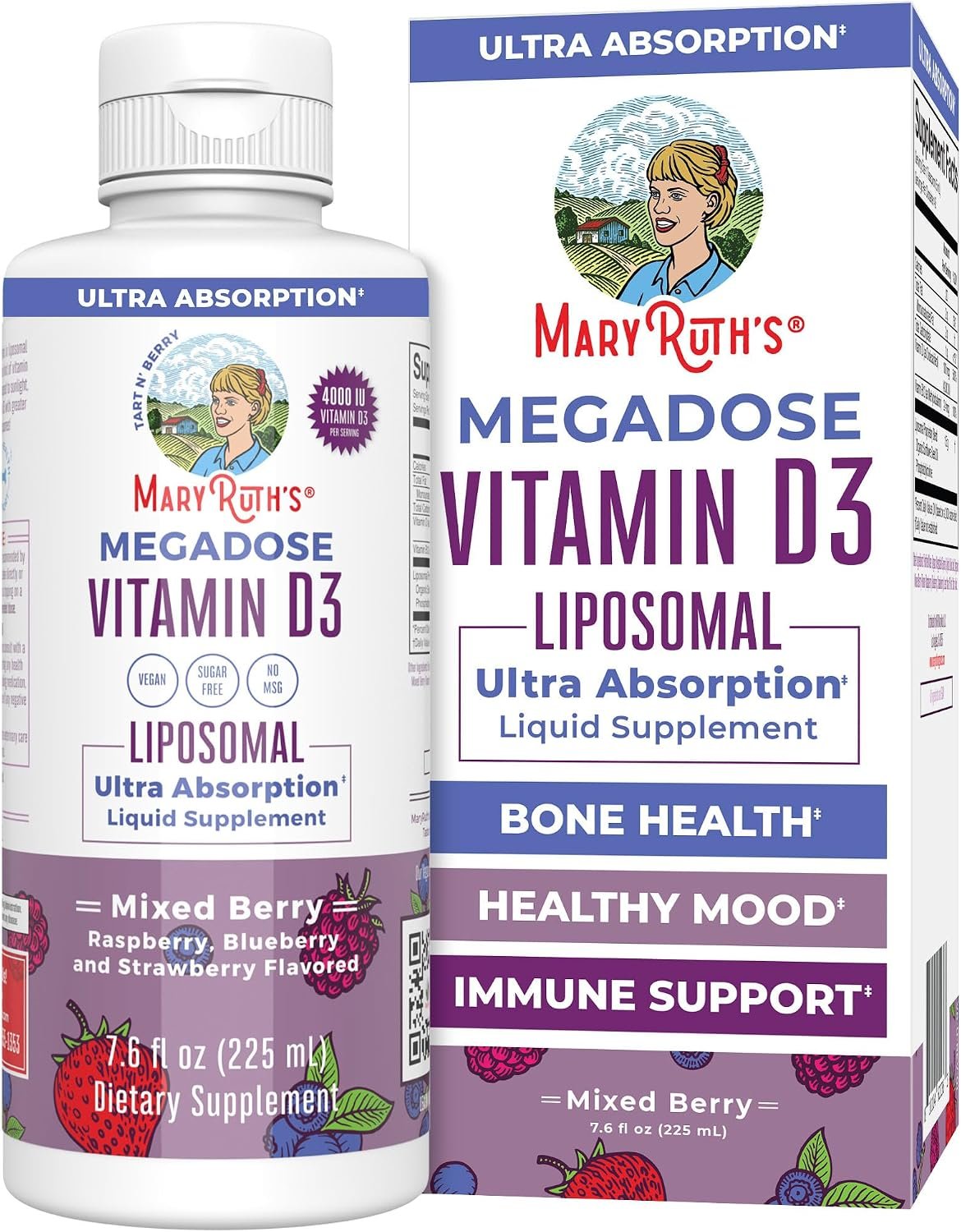 MARYRUTH’S Megadose Vitamin D3 Liposomal, Vitamin D 4000 IU, 45 Servings