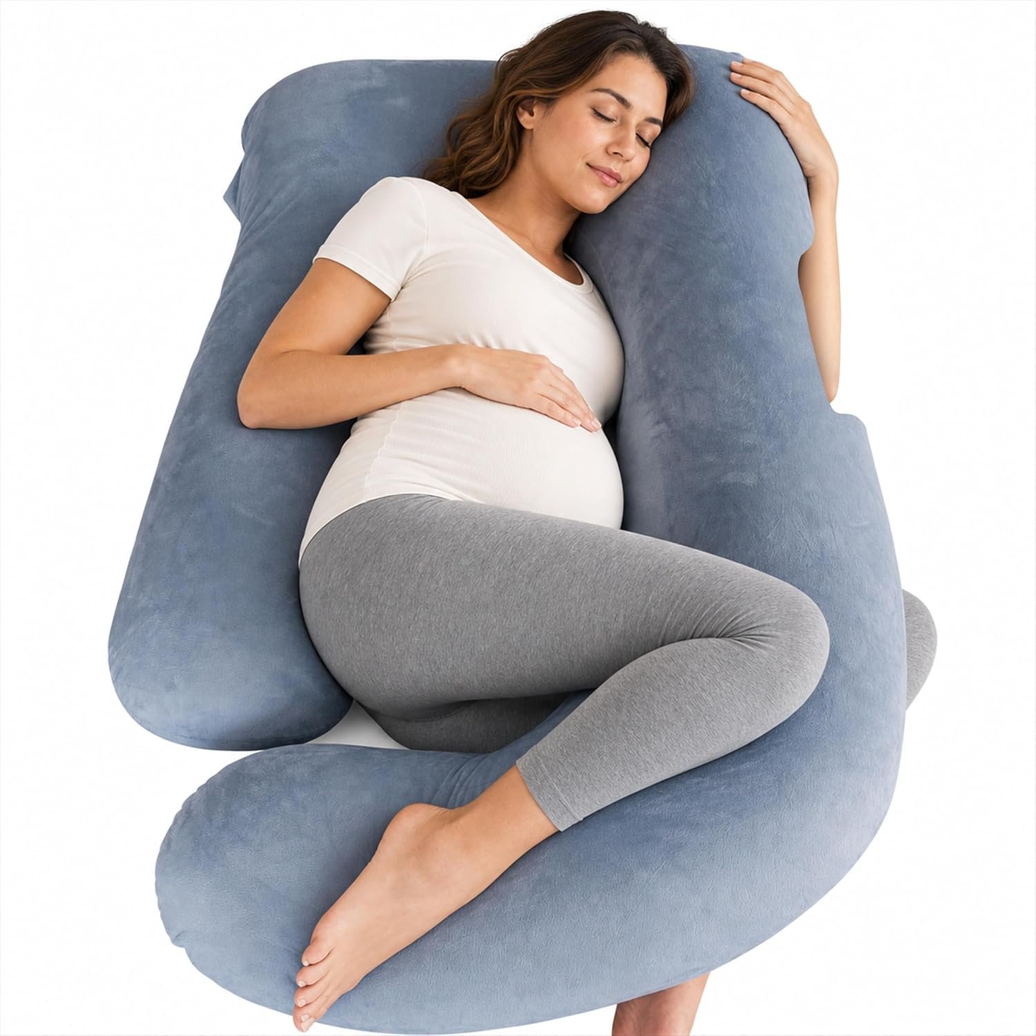 MOON PARK Pregnancy Pillows for Sleeping – 57 Inch U Shaped Full Body Maternity Pillow with Removable Cover – Support for Back, Legs, Belly, Hips – Pregnancy Pillow for Women – Grey
