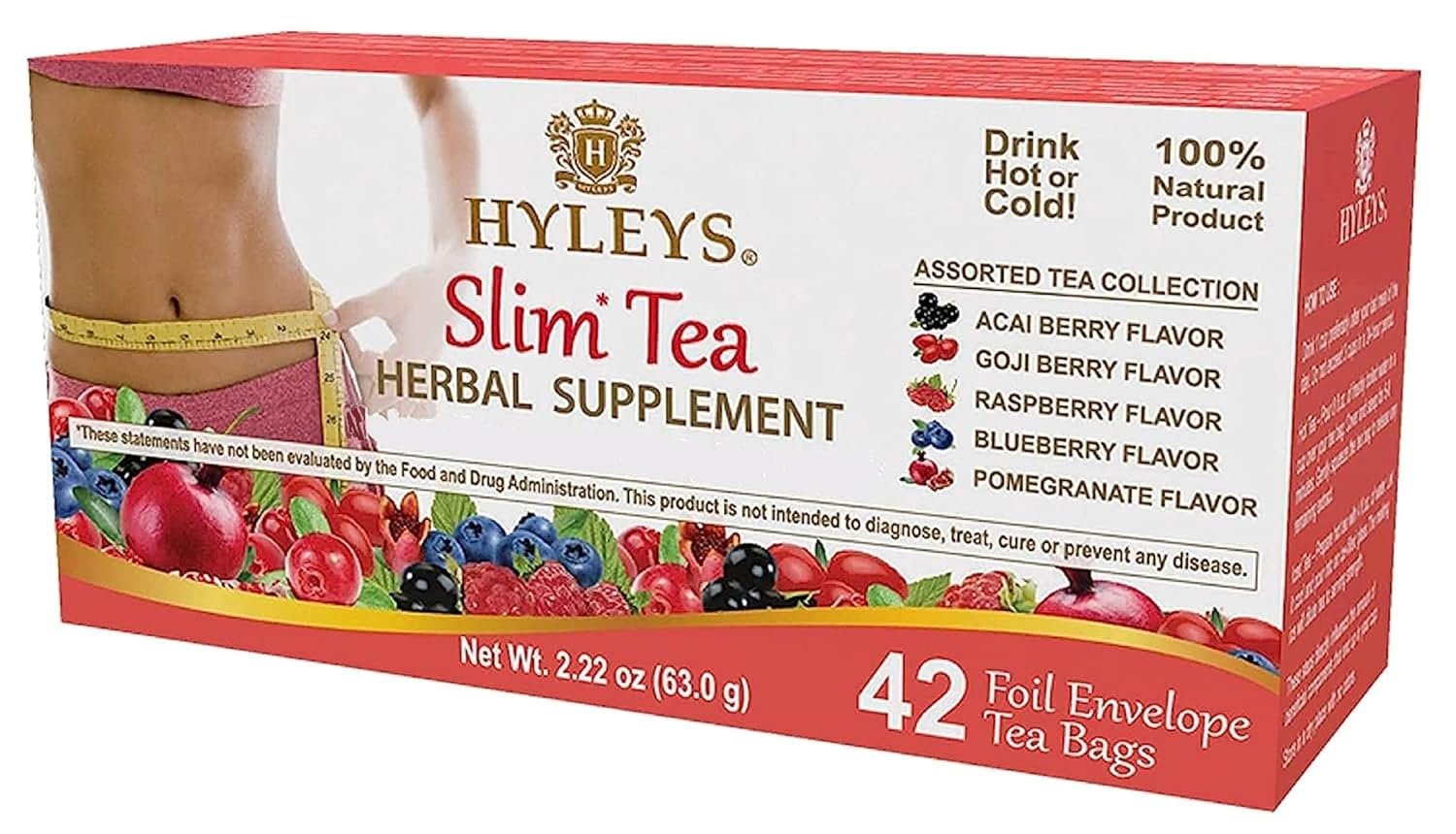 HYLEYS Slim Tea, Assorted Weight Loss Detox, Slimming Diet Tea, 42 Bags