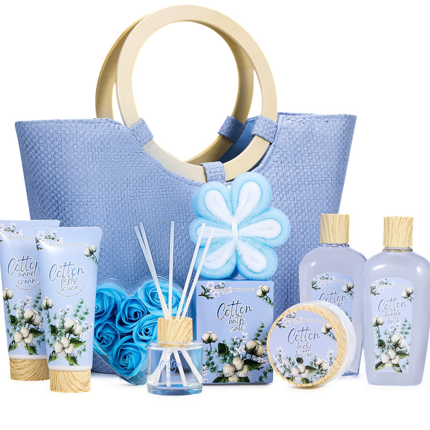Green Canyon Spa 10pc Cotton Spa Gift Baskets Birthday Gifts for Women