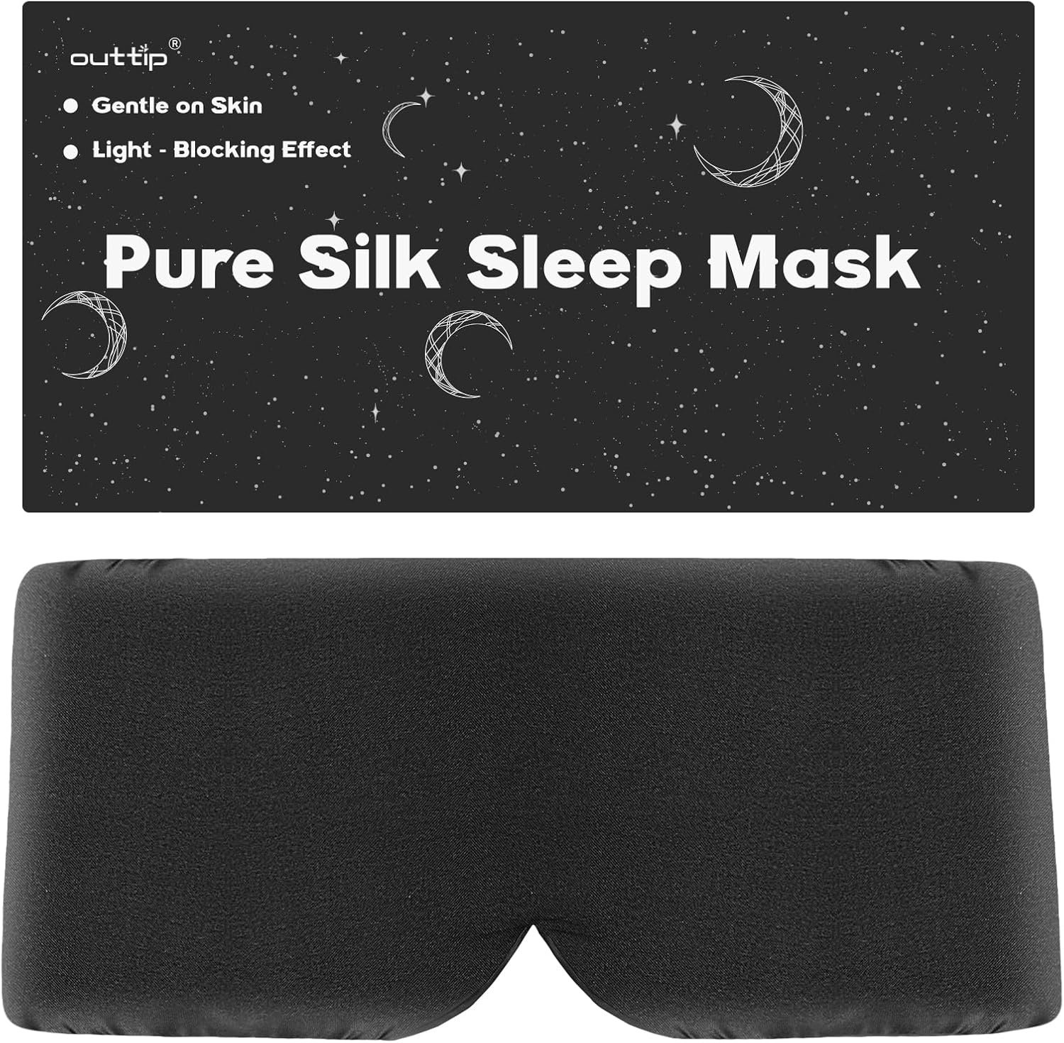 100% Mulberry Silk Sleep Masks for Men, Blackout Eye Mask Sleep Silk for Sleeping Side Sleeper, Eye Covers for Sleeping Adjustable Light Blocking Men Relaxing Gift for Home, Travel, Office, Napping