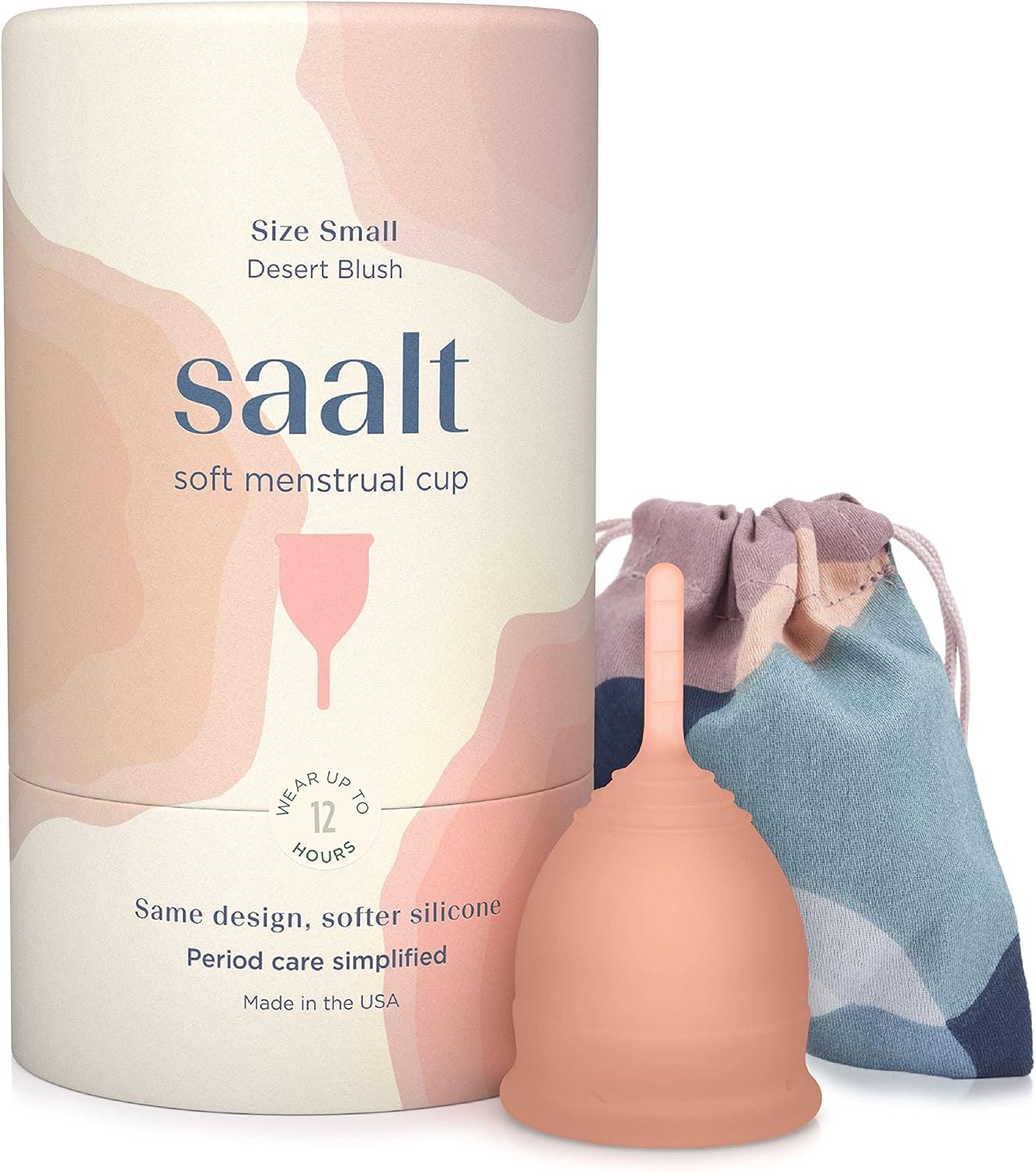 Saalt Soft Menstrual Cup, Reusable Period Cup with Carry Bag