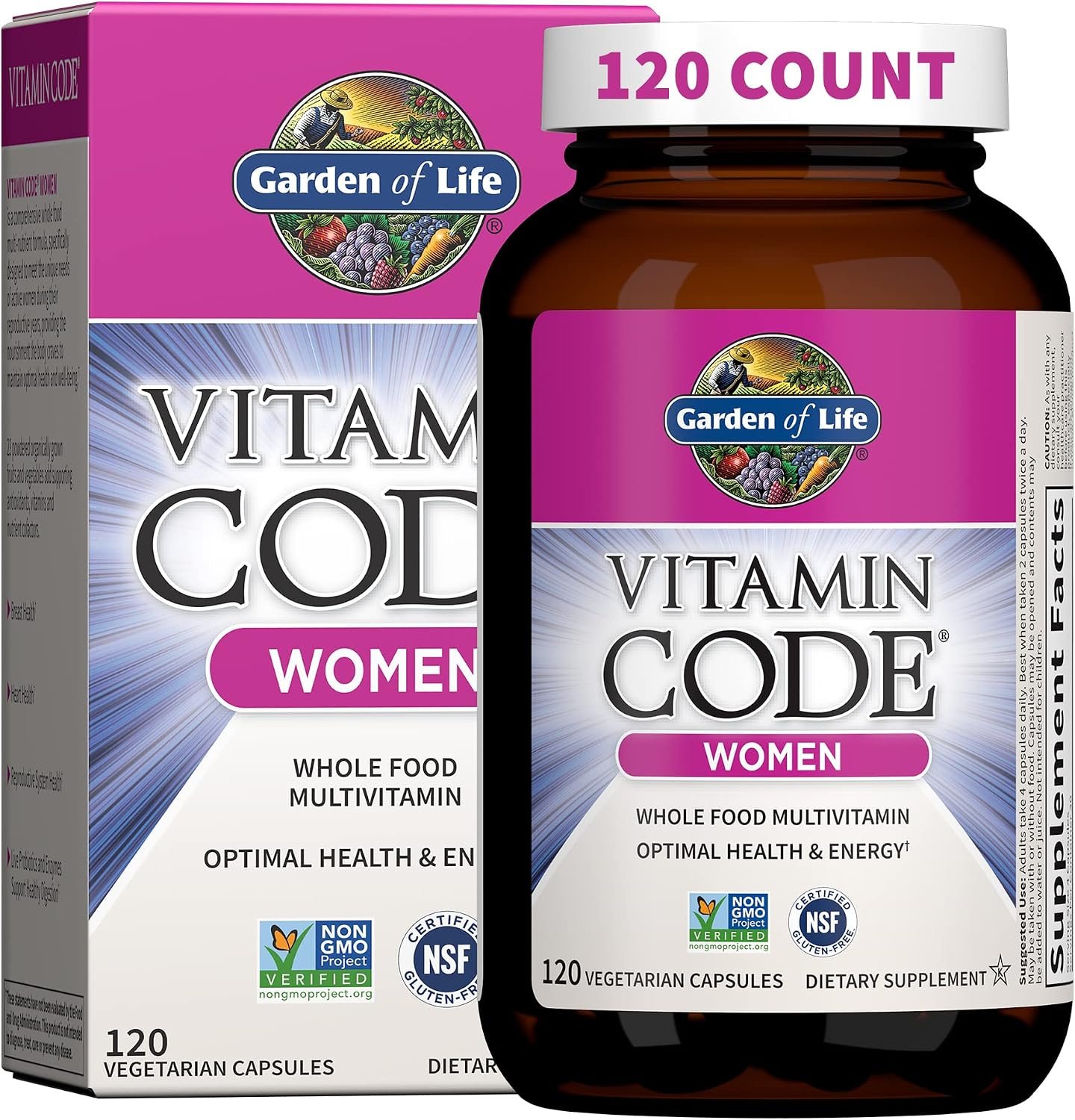 Garden of Life Vitamin Code Women’s Multivitamin, Gluten-Free, 120 Capsules