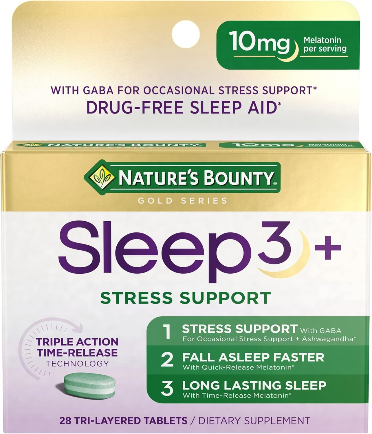 Nature’s Bounty Sleep + Stress Support Sleep3, 10mg, 28ct
