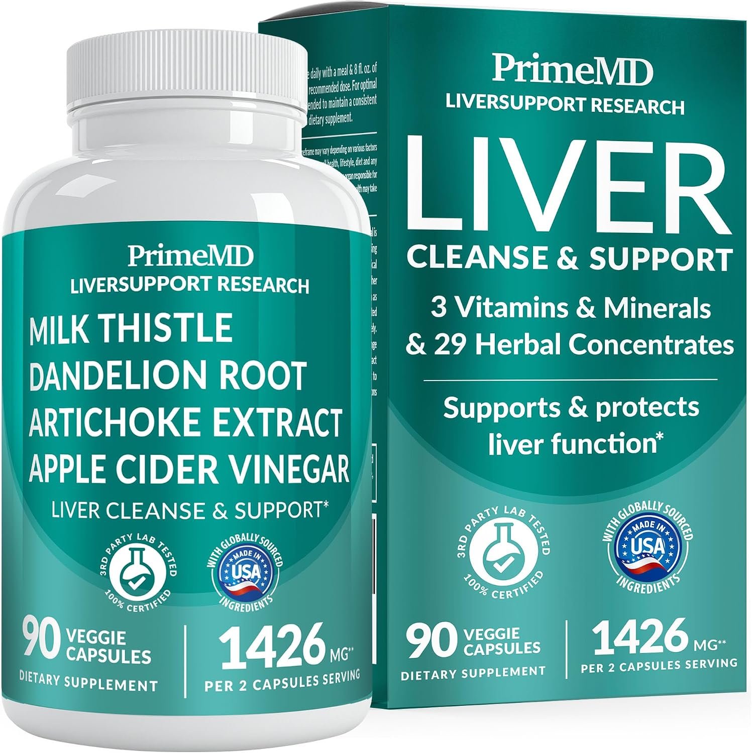 PrimeMD 32-in-1 Liver Support Milk Thistle, Artichoke & Beetroot, 90ct