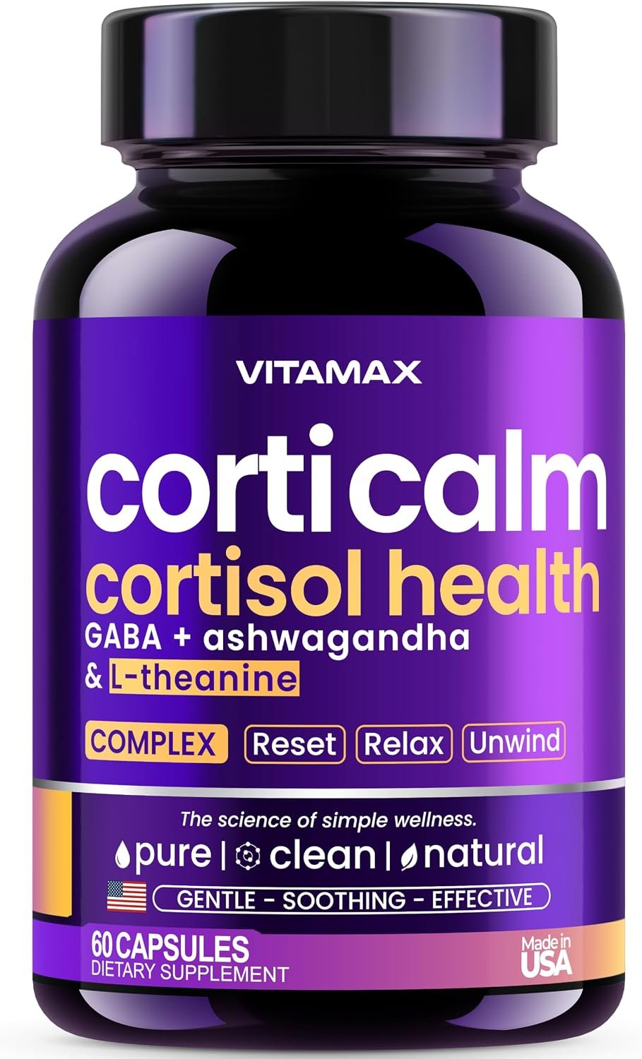 Vitamax Cortisol Supplements for Women – L-Theanine, Ashwagandha, GABA – High Cortisol Manager Reducer – Relaxation, Mood & Stress Support – Ginkgo Biloba, Bacopa Monnieri, 5-HTP – Made in USA
